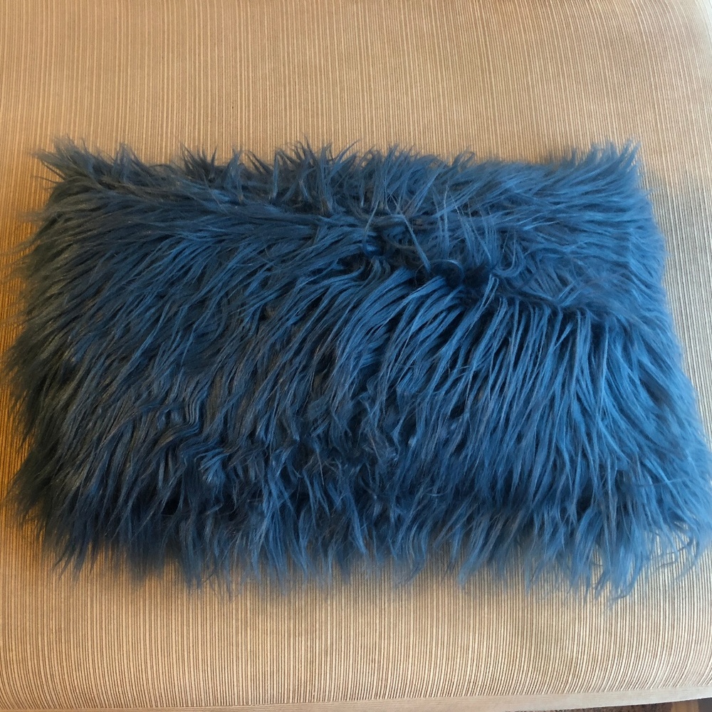 Fluffy Royal Blue rectangular pillow